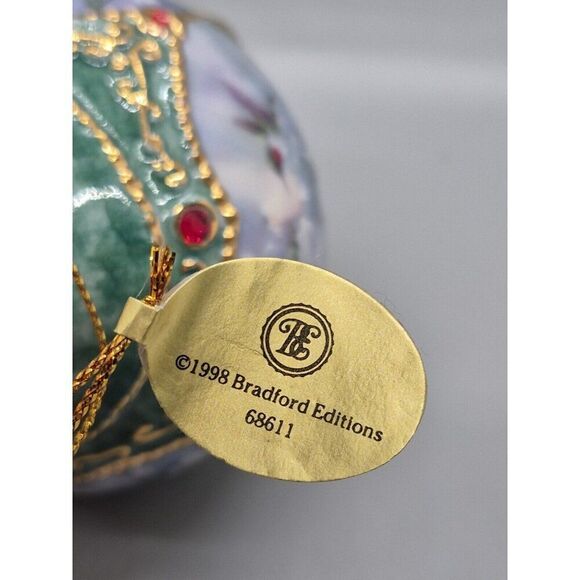 Set Of (2) Vintage Bradford Editions Christmas  Hummingbird Porcelain Ornaments - Picture 6 of 9